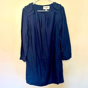 Elizabeth McKay navy silk bow-shoulder dress